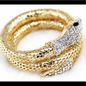 Rhinestone Snake Cuff Bracelet